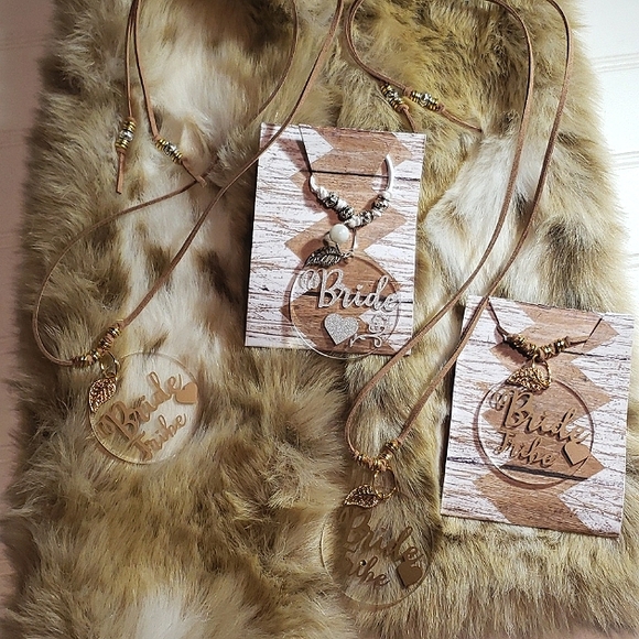 Qty- 3 Bride tribe boho faux leather wrap around choker & Qty- 1 Bride - Picture 4 of 6